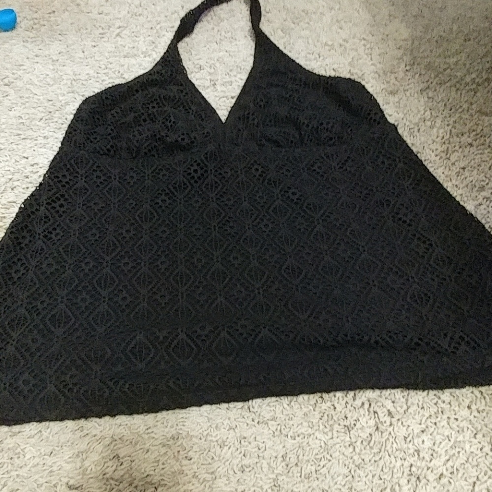 Black tankini top with detail
